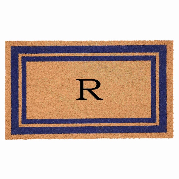 Calloway Mills Monogram Door Mat, Natural, Dark Blue, 24 in W x 36 in L 153002436R - main